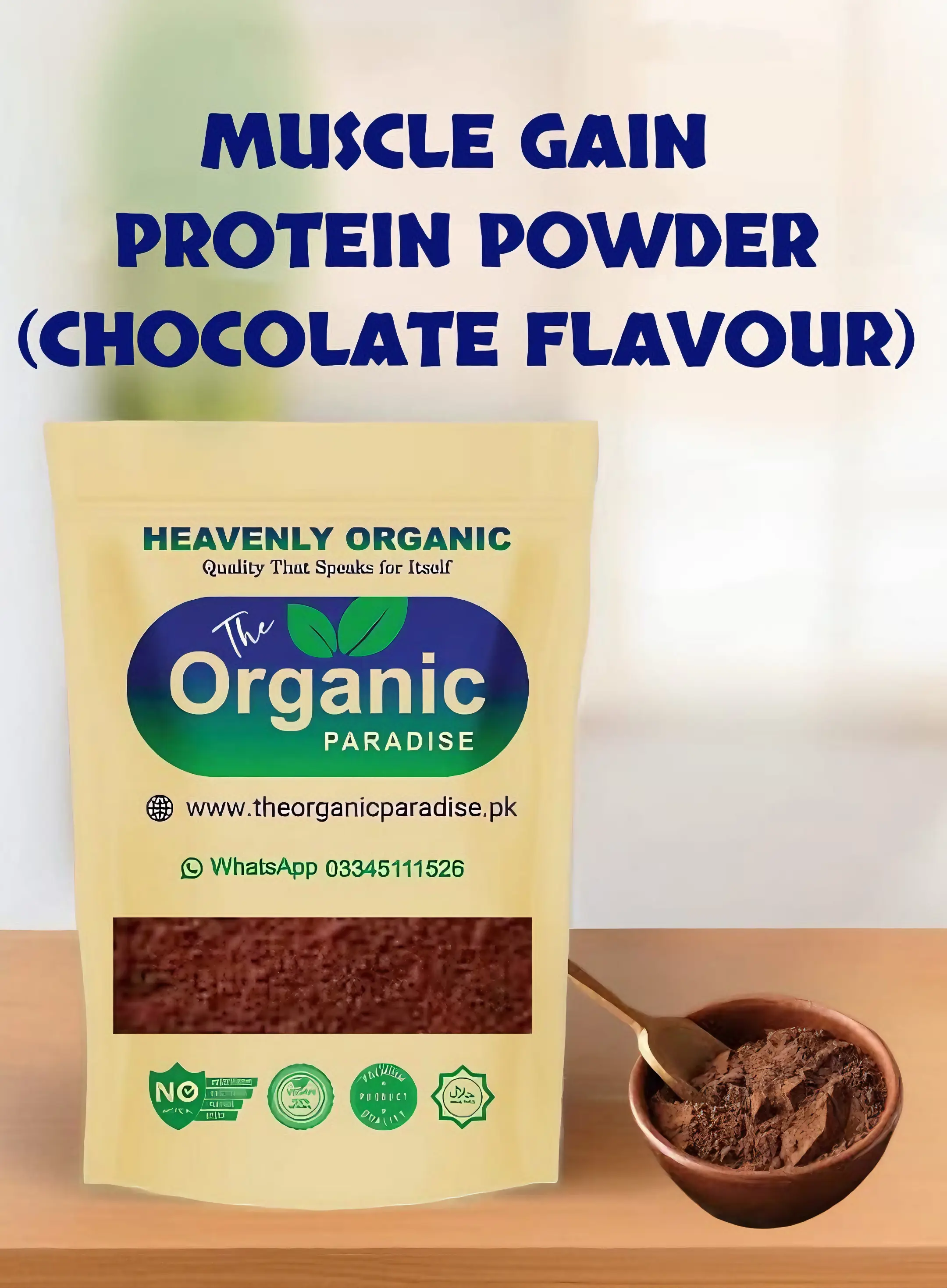 MUSCLE GAIN Protein Powder (chocolate flavour The Organic Paradise